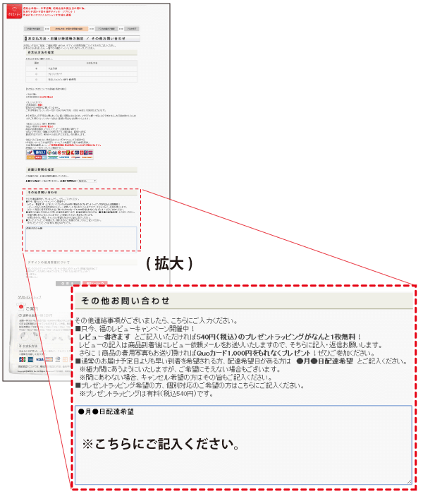 備考欄「その他お問い合わせ」拡大